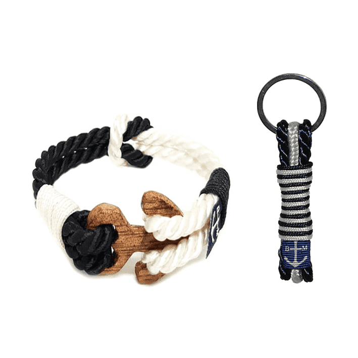 Twisted Rory Wood Nautical Bracelet and Keychain