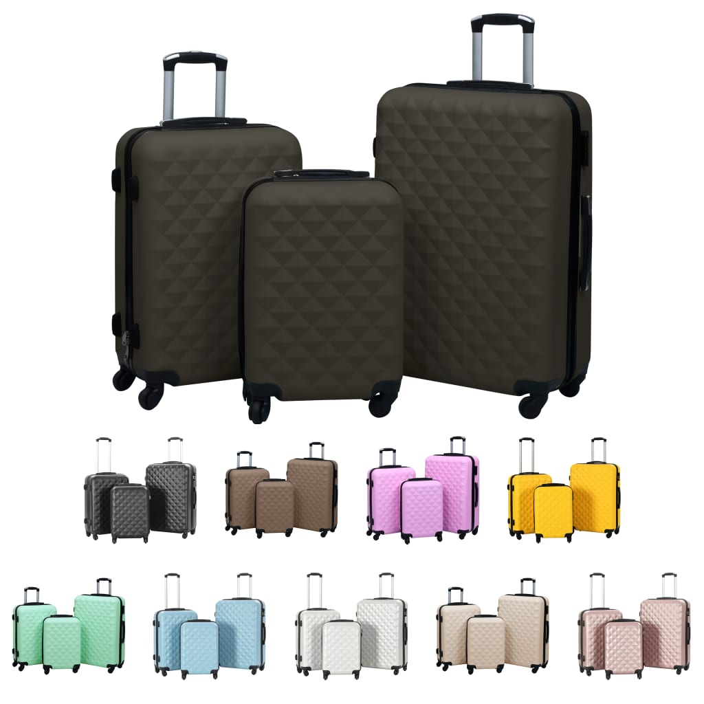 vidaXL Suitcase Set 3 Pcs Travel Luggage Suitcase Bag Hardcase Trolley Set ABS